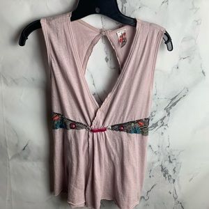 Free People embroidered sequin wrap tank top